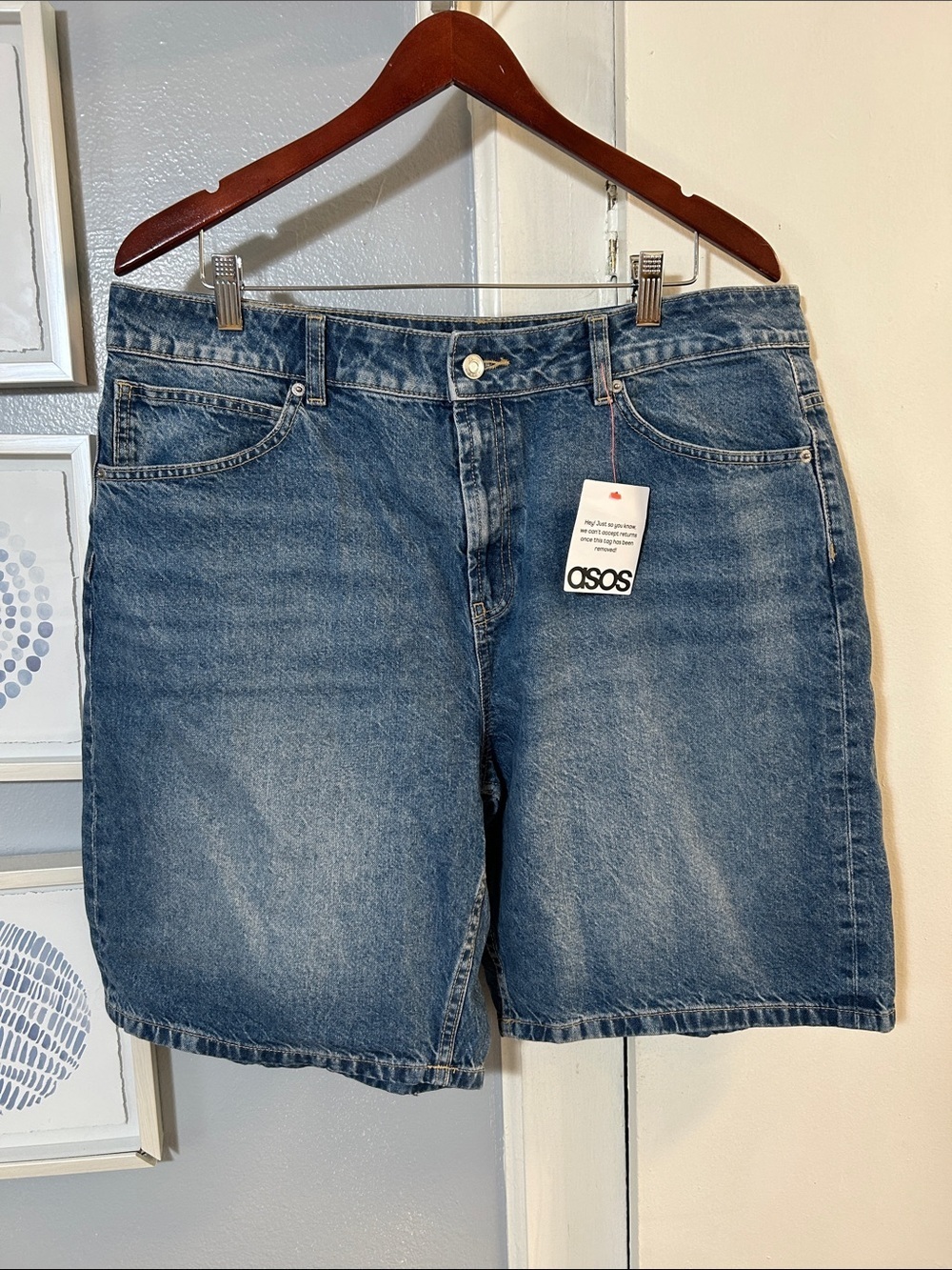 ASOS Women’s Size 14 Medium Blue Denim Jean Shorts